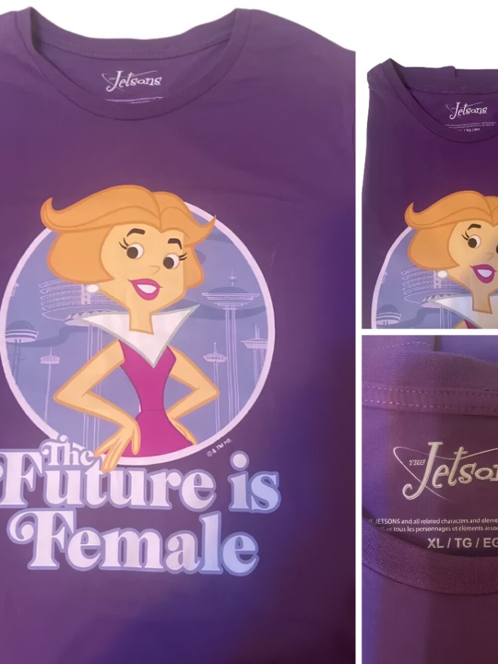 The Jetsons Jane Jetson "The Future is Female" Purple T-Shirt - Women's XL